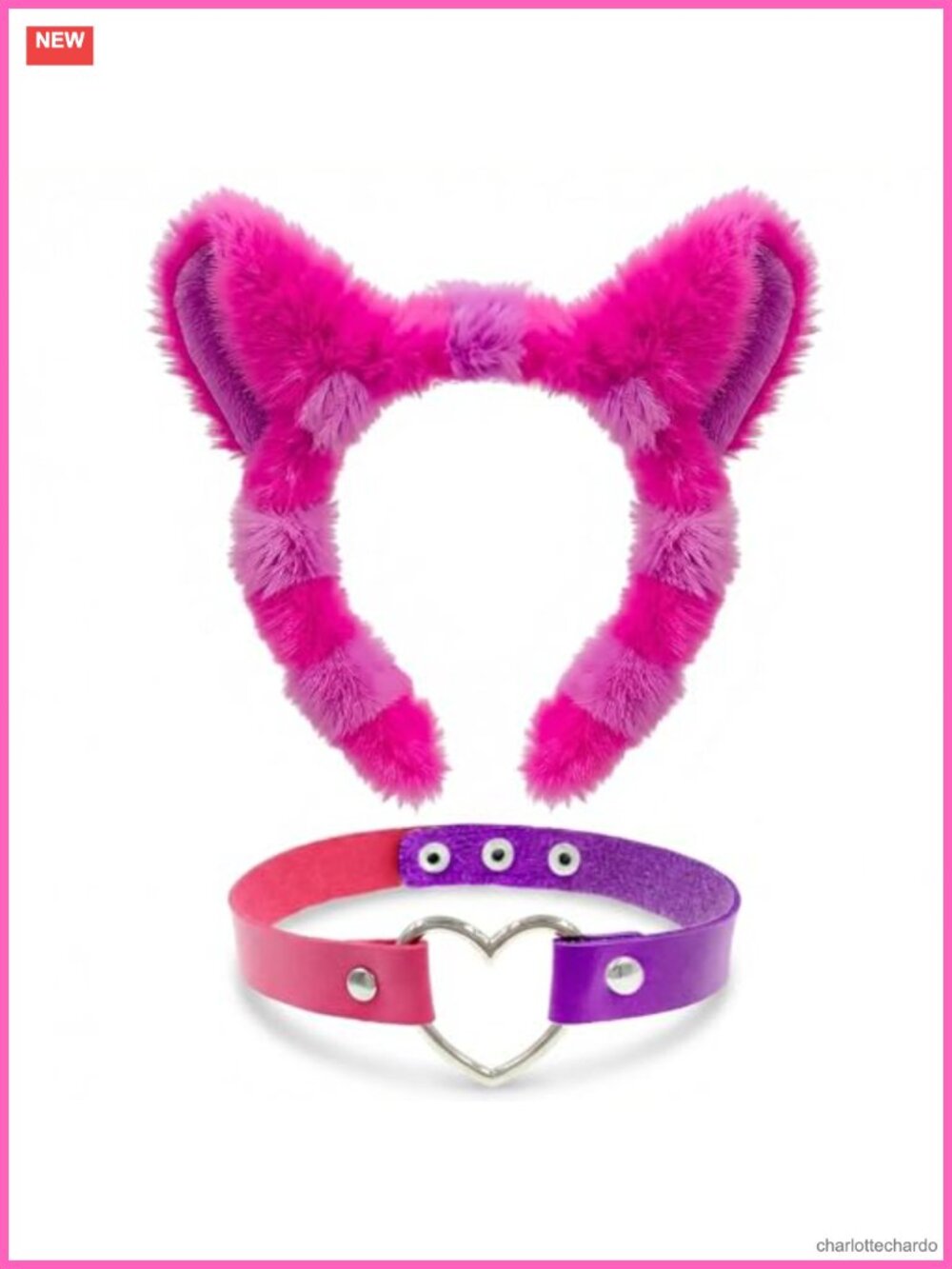Cat Ears Headband & Collar Costume Accessory Set Cosplay Party Kit Adult